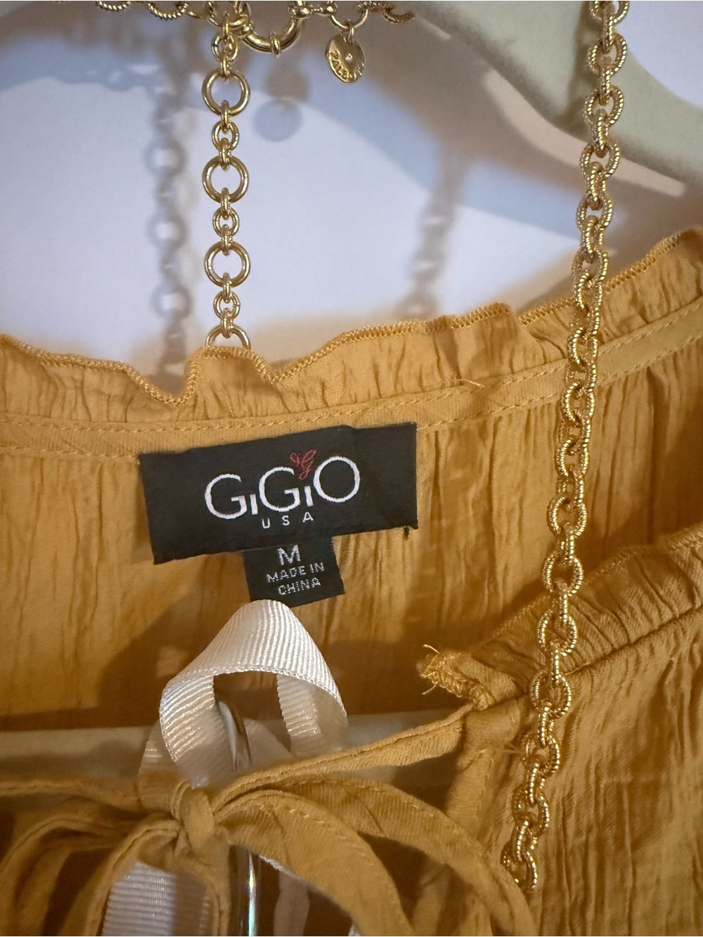 gigio Textured Ruffle Tiered Sleeveless Top - Mustard Yellow - Picture 4 of 4